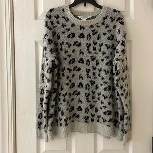 Animal print crew neck sweater